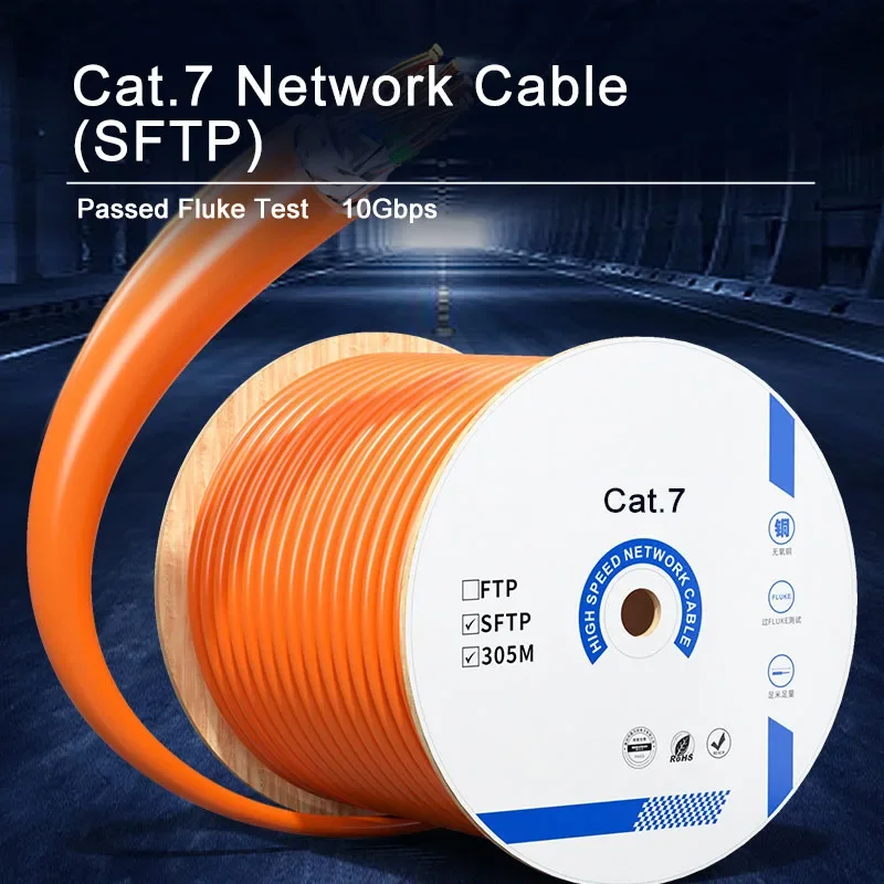 Imagem -02 - Cabo de Rede Sftp Cat7 10gbps 1000ft Alta Velocidade Cobre Puro 8core 057 mm Lan Ethernet Internet Cat Cabos