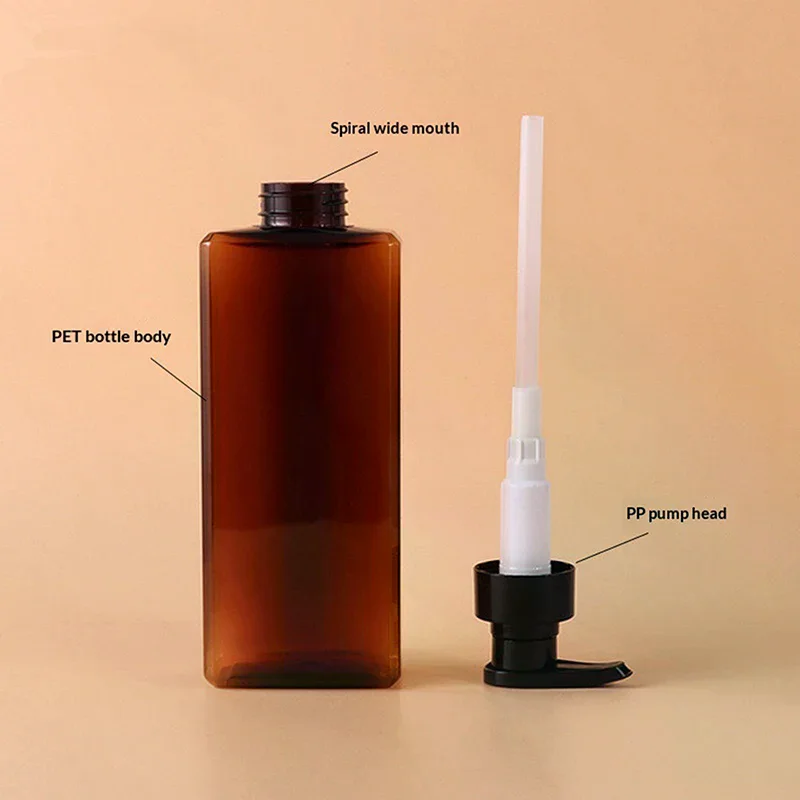 Dispensadores de jabón cuadrados para baño, soporte de Gel de ducha y champú rellenable, dispensador de viaje portátil, botella vacía con bomba de baño, 400/500ml