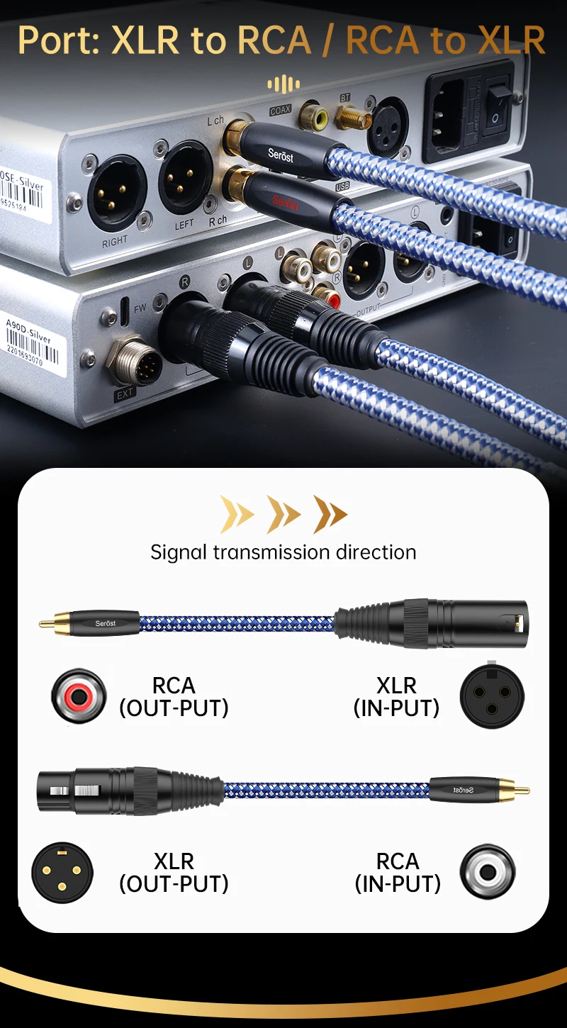 Serost StarPro HiFi-Audiokabel OFC versilbertes, sauerstofffreies Kupfer RCA-zu-XLR-Adapterkabel für CD, DAC, DSP, Verstärker, Lautsprecher – Detail 2