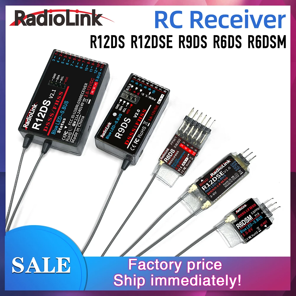 

Радиоприемник RadioLink RC R12DS R12DSE R9DS R6DS R6DSM 2.4G 6/9/10/11/12-канальный для радиопередатчиков AT10II/AT10/AT9S Pro/AT9