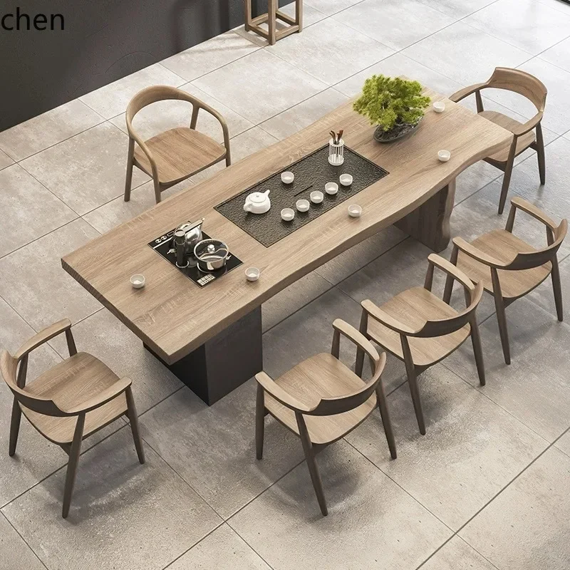 PYH Vintage Simple Premium Sense Solid Wood Tea Table Tea Desk for Home Living Room Office Kung Fu Tea Table