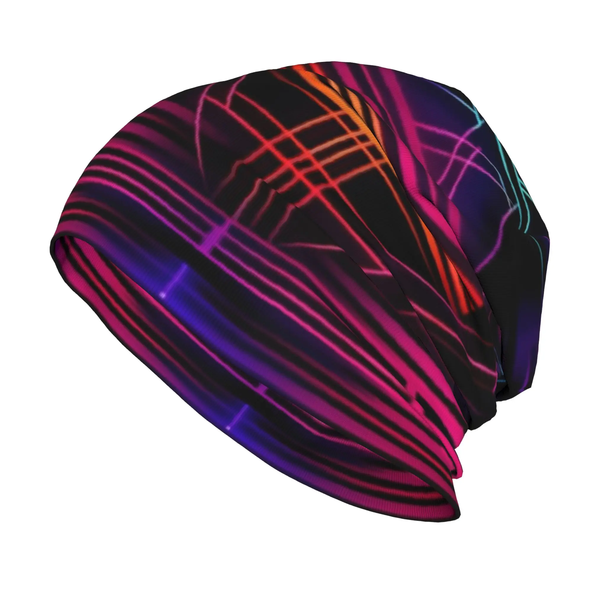 Bonnet Hats EDM Festival Men Women's Thin Hat Neon Trippy Rave Pattern 5 Autumn Spring Cap Design Skullies Beanies Caps