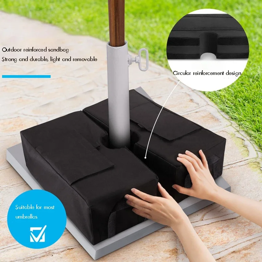 Square Umbrella Base Weight Bag Detachable Safety Outdoor Patio Weatherproof Sand Bag Fits All Outdoor Umbrellas, Flag Poles