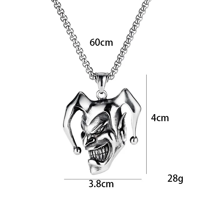 Silver Color Joker Pendant Necklace For Women Men Vintage Fashion Stainless Steel Chain Hip Hop Rock Neck Jewelry Male Gifts view 6