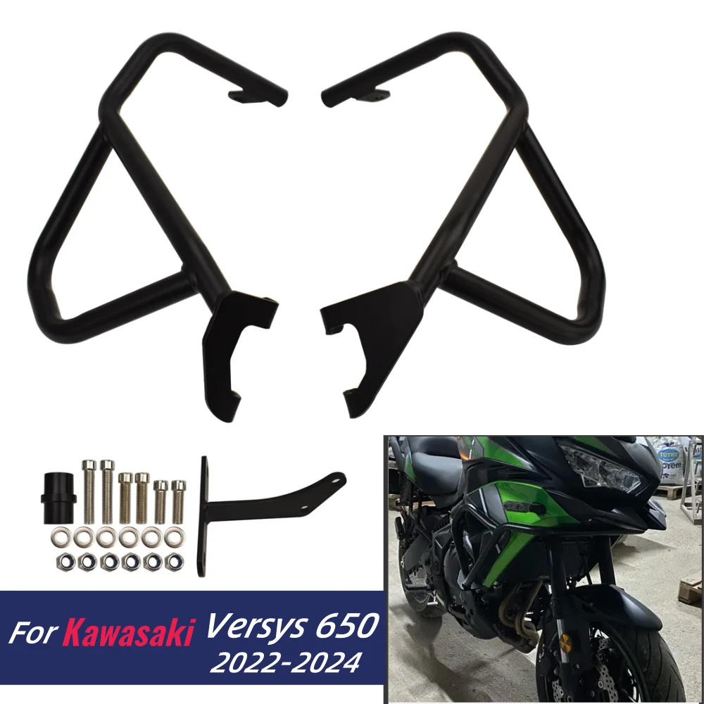 

KLE650 Versys650 Crash Bar Engine Guard Frame Bumper For Kawasaki Versys 650 2022 2023 2024 Motorcycle Highway Fall Protection
