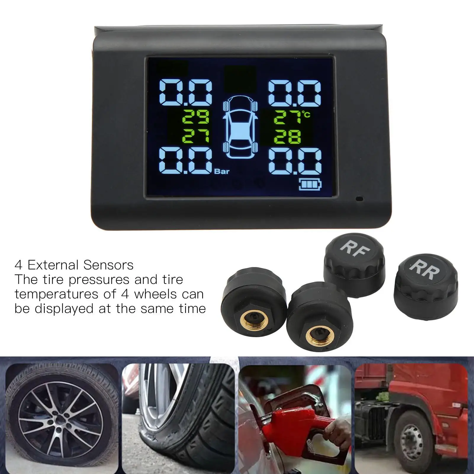 Solar Charging TPMS High Accuracy IP67 Waterproof Stable Signal Tire Pressure Monitoring System Universal for cars for trucks