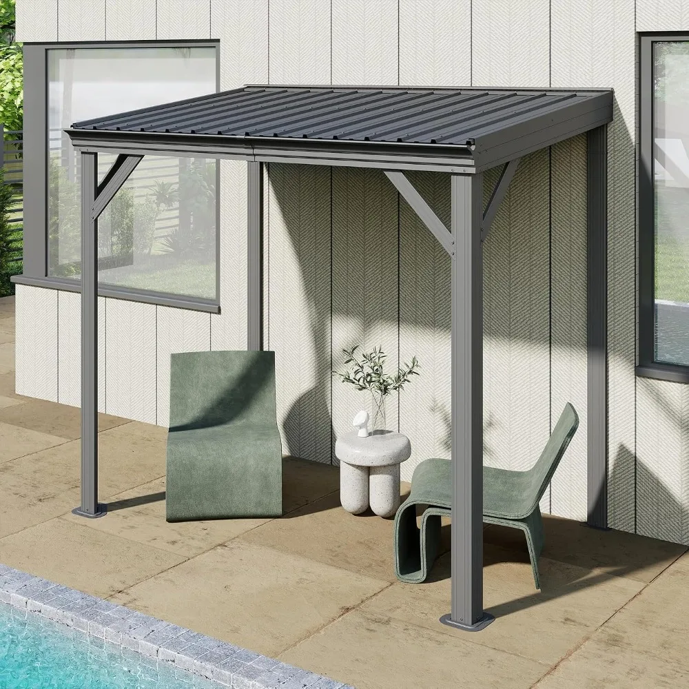Lean to Hardtop Gazebo Wall Mounted Patio Gazebo Pergola