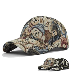 Cute Bear Baseball Cap New Spring Sunhat Dog Print Men Women Unisex-Teens Cotton Snapback Caps Fashion Hip Hop Vintage Hat