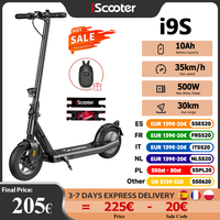 iScooter i9s Electric Scooter 10 Inch Pneumatic Tire Foldable eScooter Max Speed 35km/h 500w Range 30km Electric Kick Scooter