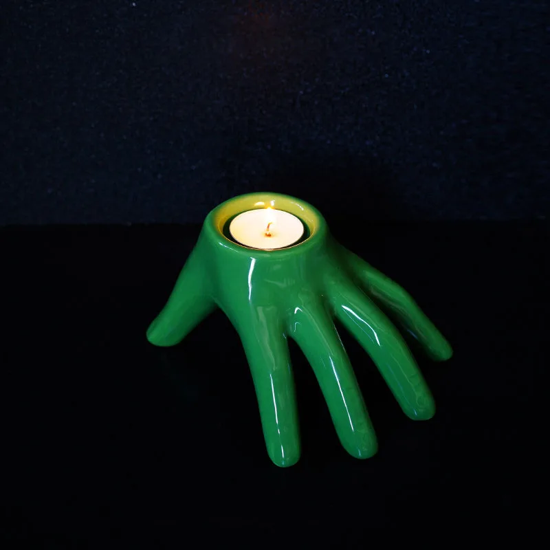 Creative  Hand Shape Candle Candlestick Cartoon Cat Aromatherapy Candle Holder Birthday Gift Ornaments Halloween Decoration