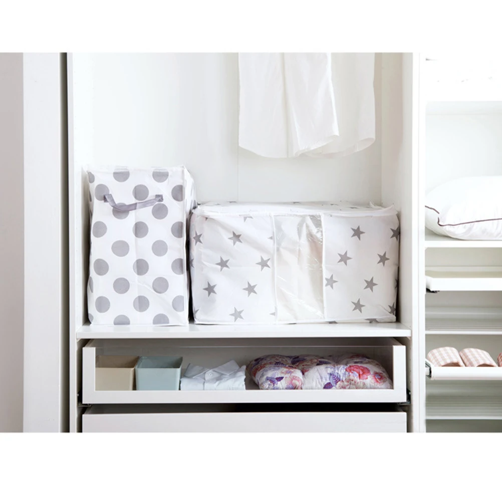 

Foldable Storage Bag Space Saver Non-Woven Fabric Closet Box For Clothes Blanket Quilt Padded Jacket Size S, Moisture Resistant
