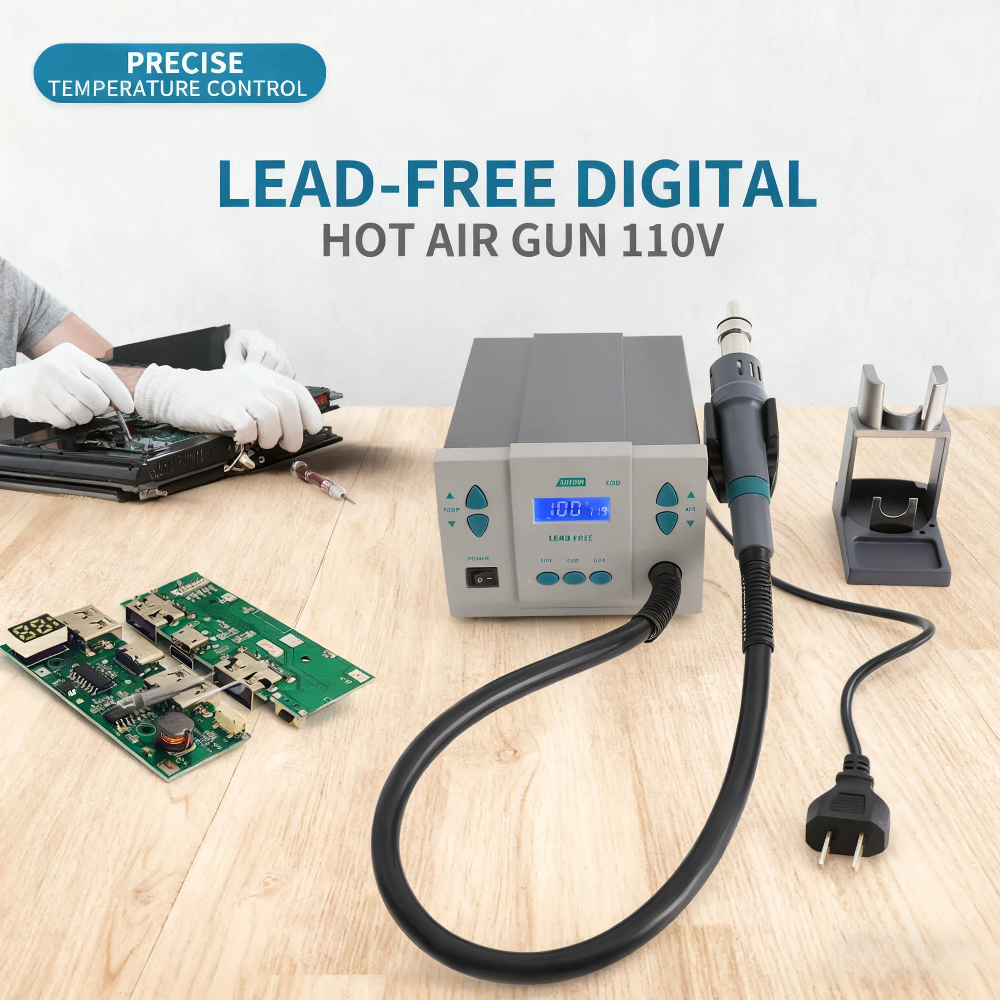 

1000W Soldering Hot Air Heat Gun Hot Digital Display Air Rework Station Digital Display Quick Station 861DW Ac 110V, Big Sale