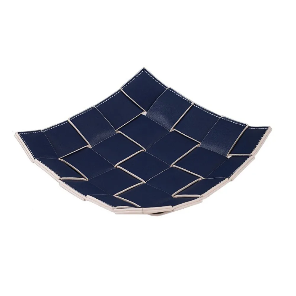 

Waterproof Leather Woven Storage Tray Square Advanced Trinket Storage Dish Convenient Multi-functional Entrance Key Tray Home
