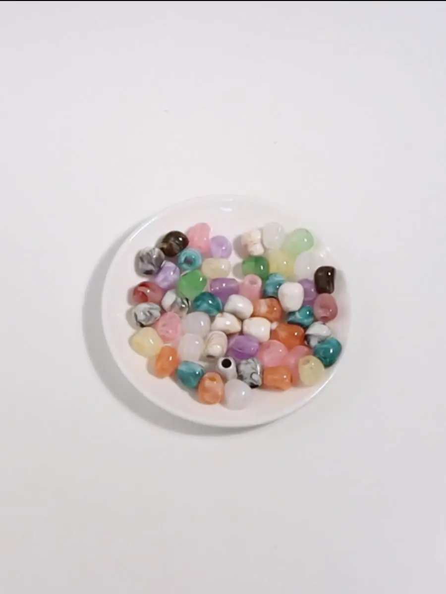 40 peças de contas acrílicas irregulares de 13x14mm, dupla cor, imitação de pedra de jade, contas soltas para fabricação de joias, pulseiras DIY, chaveiros.