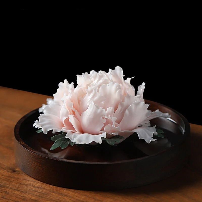 0001 Ceramic Hand-Pinched Peony Porcelain Flower Aroma Diffuser Office Living Room Chinese Desktop Handmade Ornament Mini Kiln