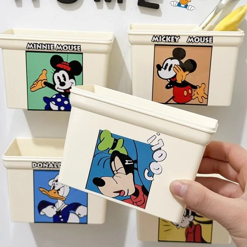 Disney Mickey Minnie Refrigerator Magnet Box Kitchen Convenience Storage Box Cartoon Wall Hanging Refrigerator Magnetic Stickers