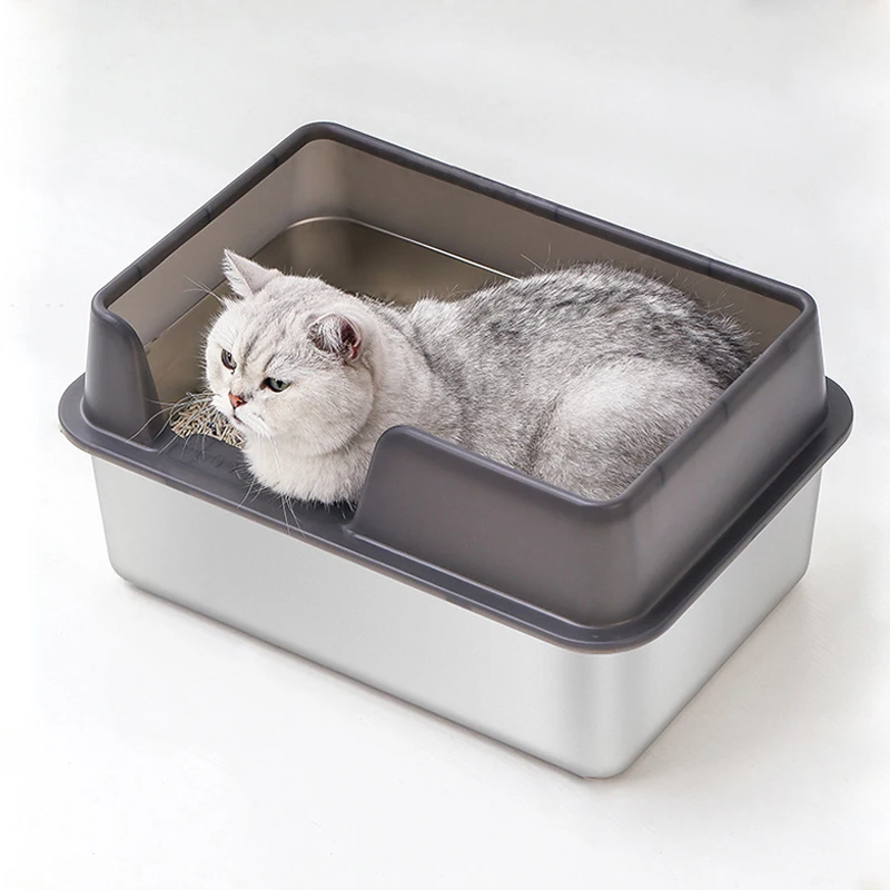 Cat Basin Super Large Cat Toilet Splash-proof Bedpan Stainless Steel Cat Litter Box For Manual Cleaning