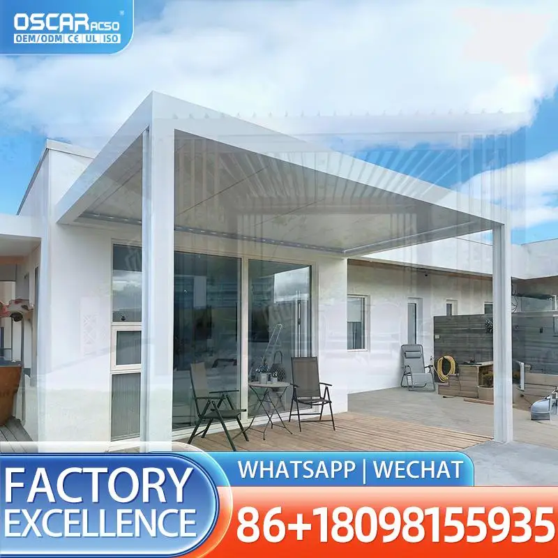 4x4 Bioclimatic Outdoor Gazebo Motorized Aluminium Pergola with Zip Screen for Backyard Garden Outdoor Use pergola