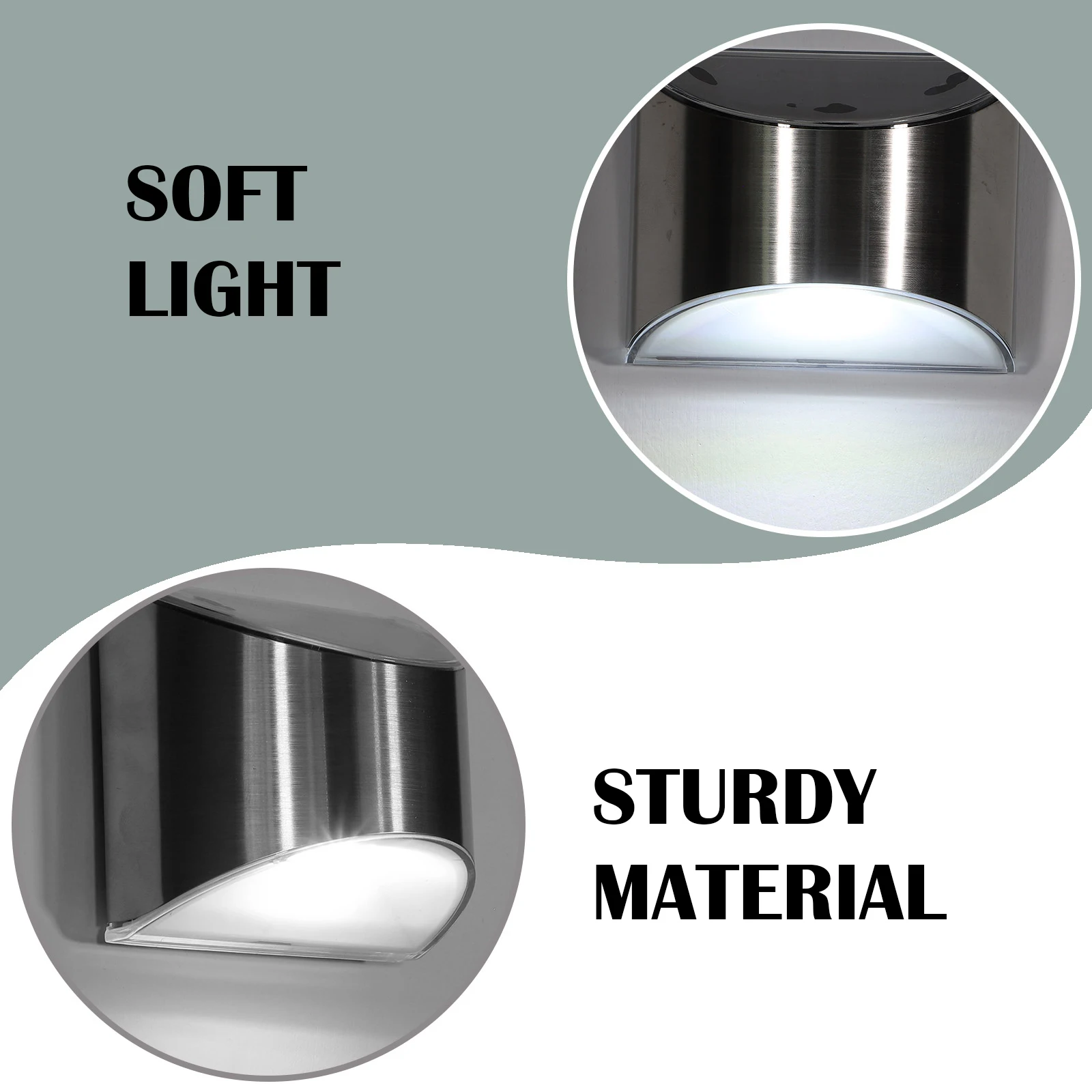 

4Pcs Stainless Steel Wall Lamp High Power LED Solar Lights Waterproof IP55 Self Charging Outdoor Night Lamps