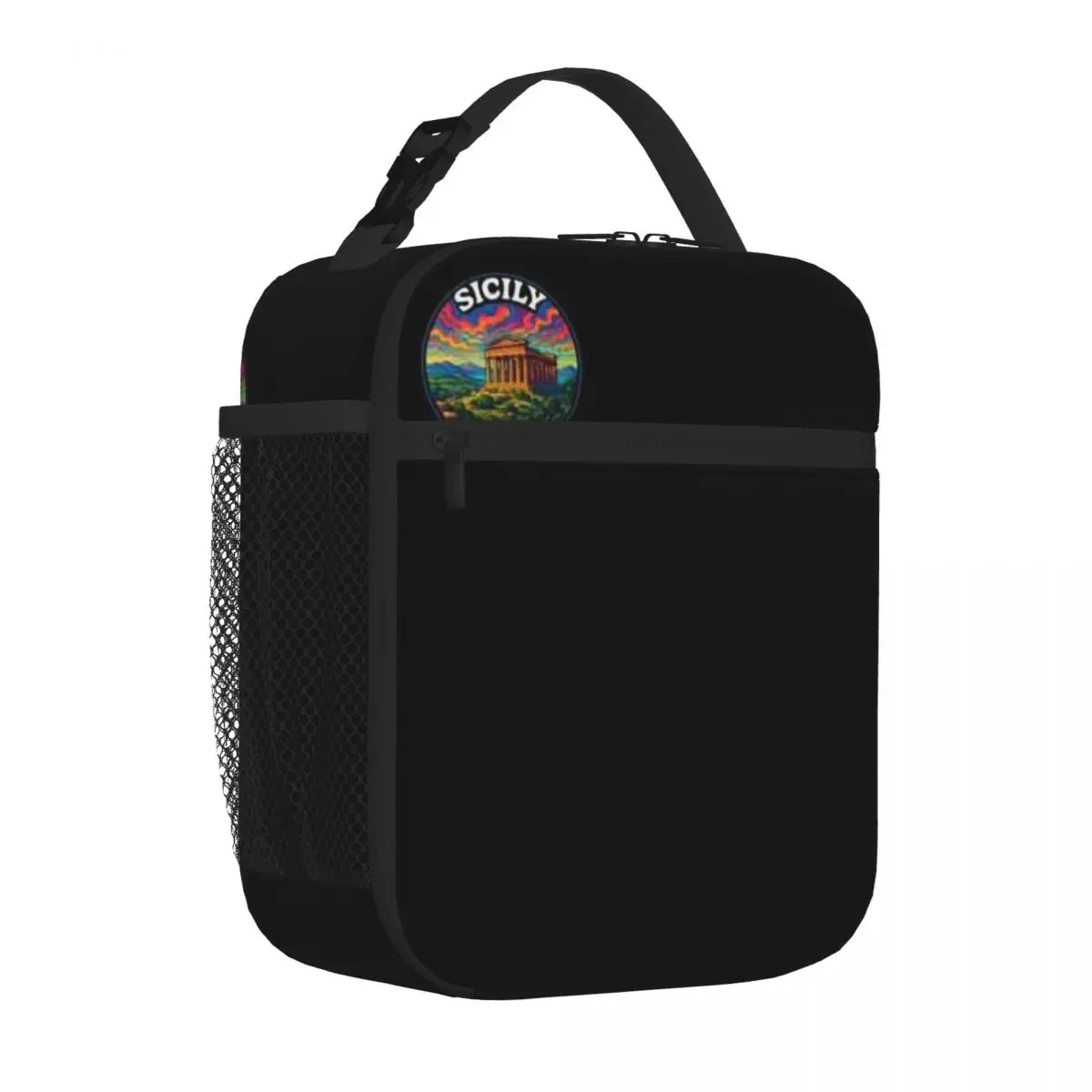 Bestselling Sicily Italy Trippy Art Travel Office Style Student Lunch Bag Nursing Shift Reusable Lunch Bag