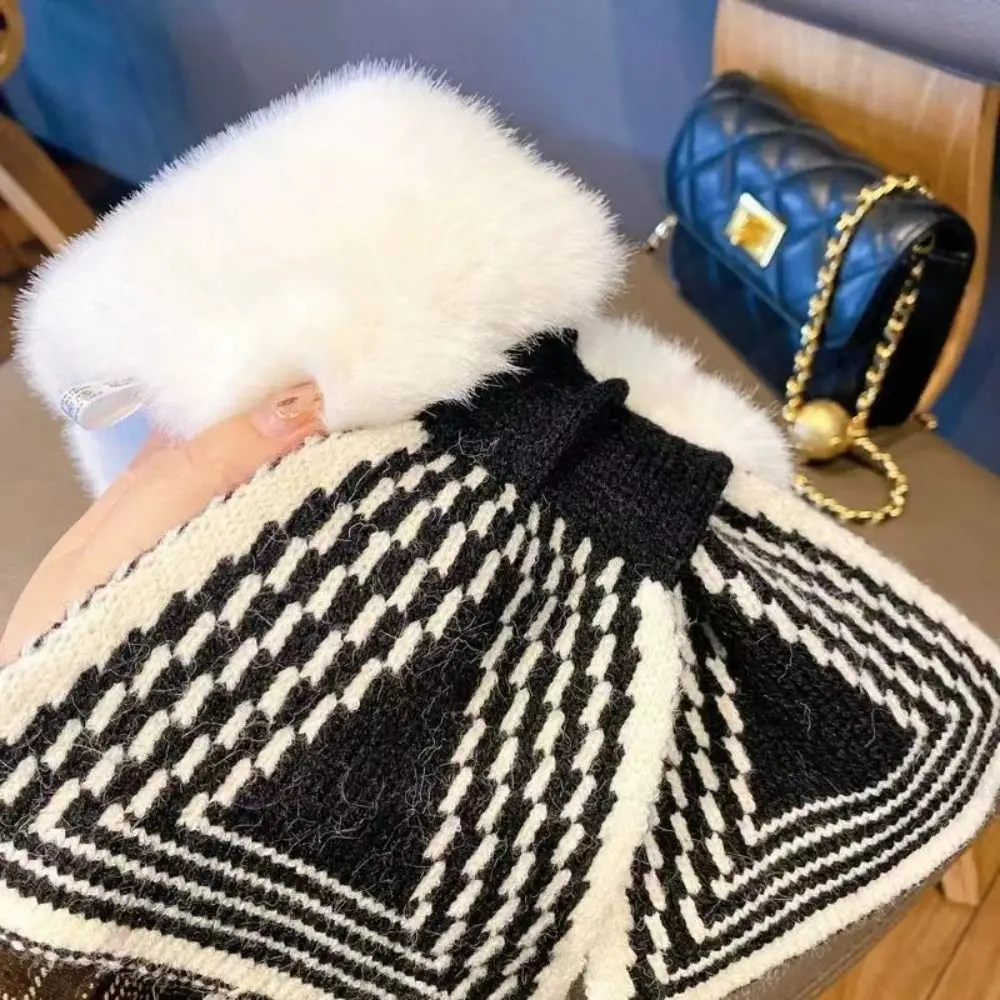 

Versatile Korean Style Knitting Cross Scarf Long Keep Warm Thicken Neck Scarf Plush Soft Faux Rabbit Fur Muffler Outdoor