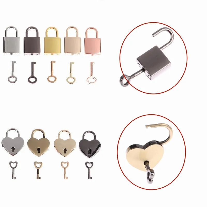 1Pcs Heart Shape Vintage Metal Mini Padlock Bag Suitcase Luggage Box Key Lock With Key