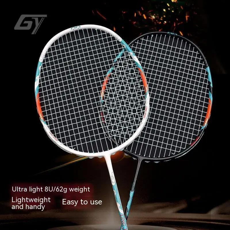 Balanced Blade 8U Lingyun Ultralight Single Racquet, Full Carbon, Attack and Defense Dual Racquet, 62g