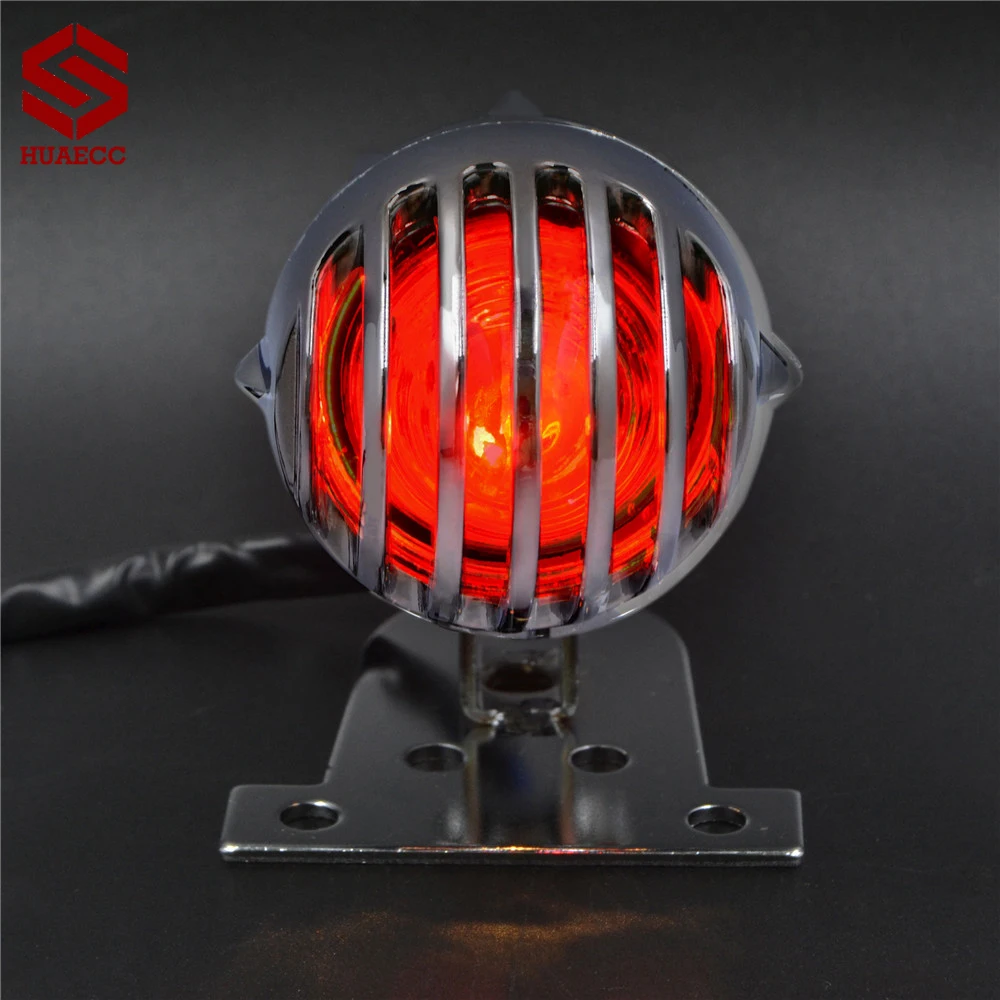 Universal Vintage Taillight Grill Brake Stop Lamp Motorcycle Retro Custom Tail Light For Harley Bobber Dyna Cafe Racer view 4