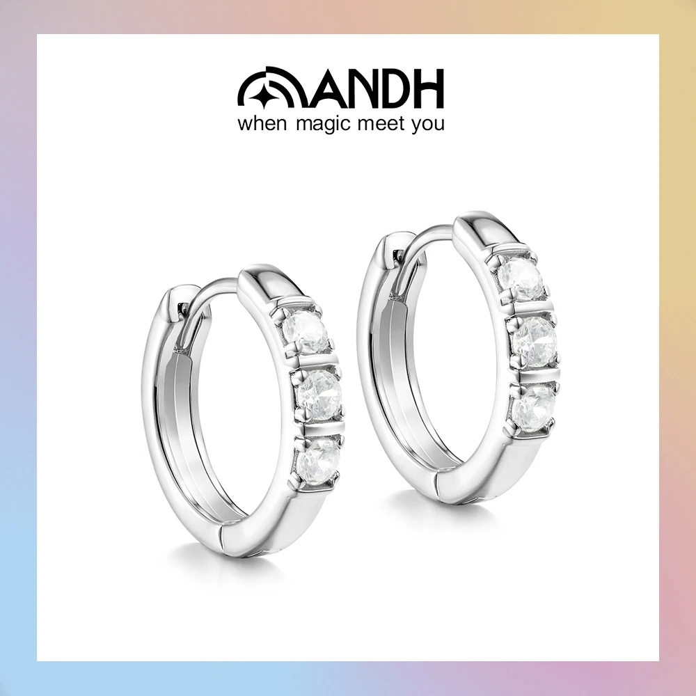 

ANDH Moissanite Hoop Earrings for Women 15mm/20mm Diameter 925 Sterling Silver Minimalist Design Elegant Hoops Trendy Jewelry