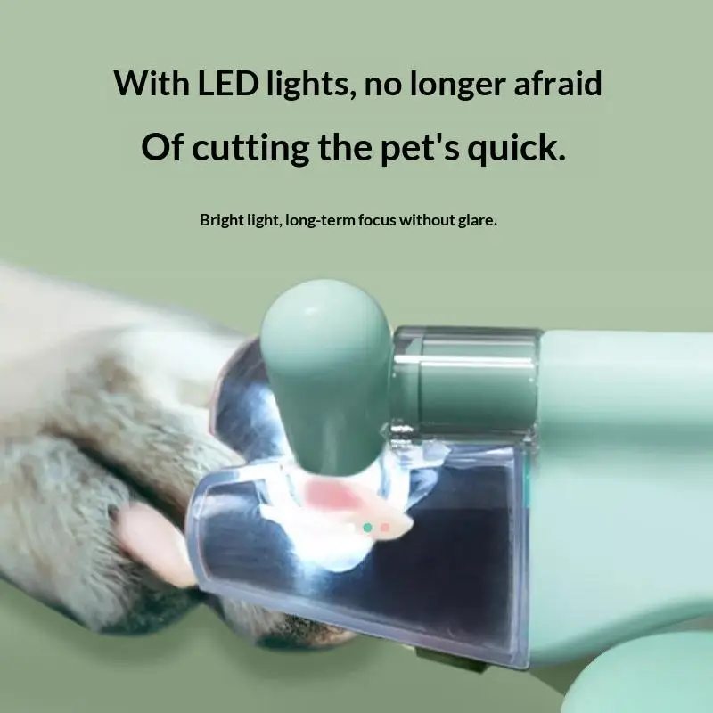 Professional LED Pet Nail Clipper with Nail File Safe Blood Line Detection for Dog Cat Home Grooming Use