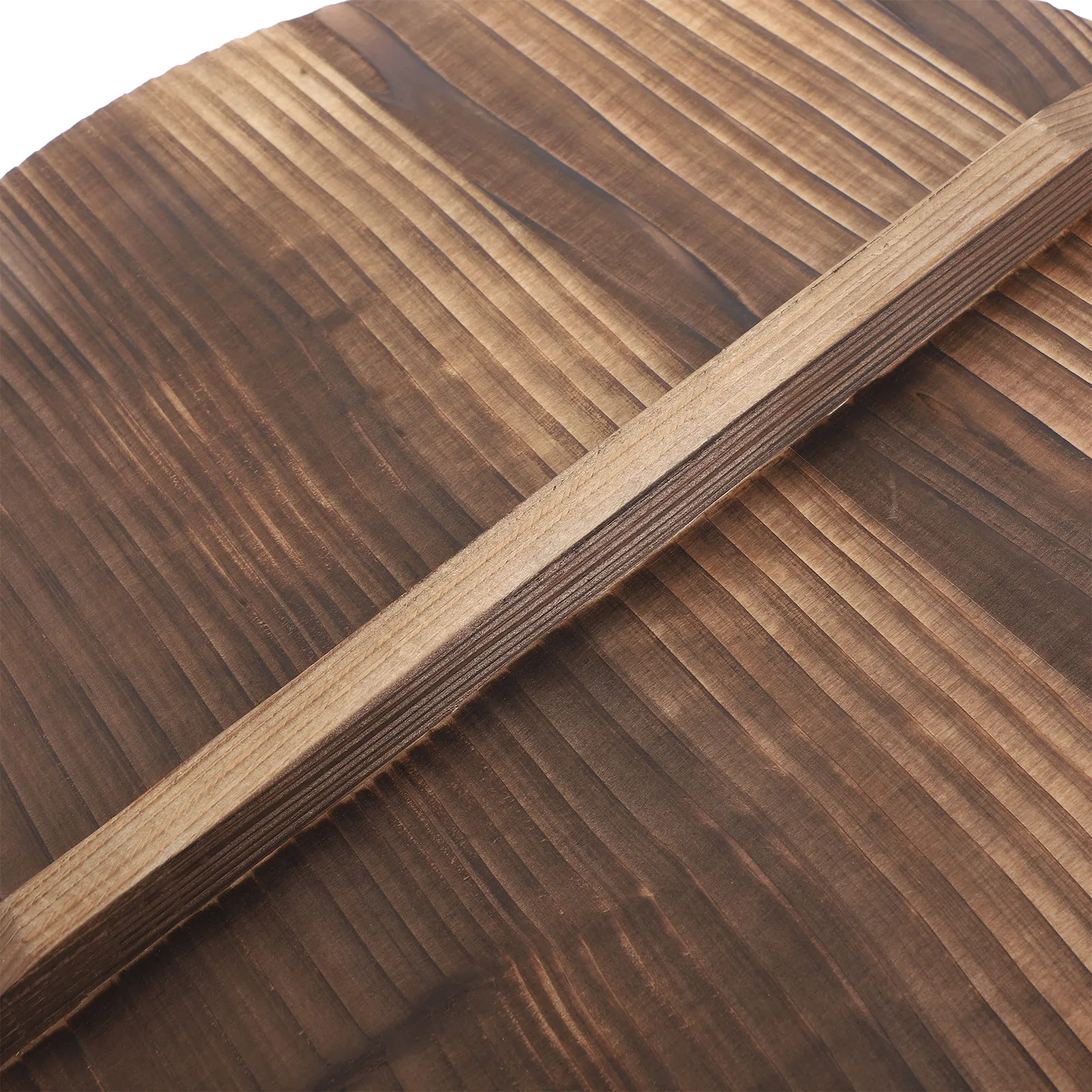 

14 Inch Thick Wooden Wok Lid Anti Overflow Pot Cover for Frying Pan Ergonomic Handle Kitchen Tool Household Use