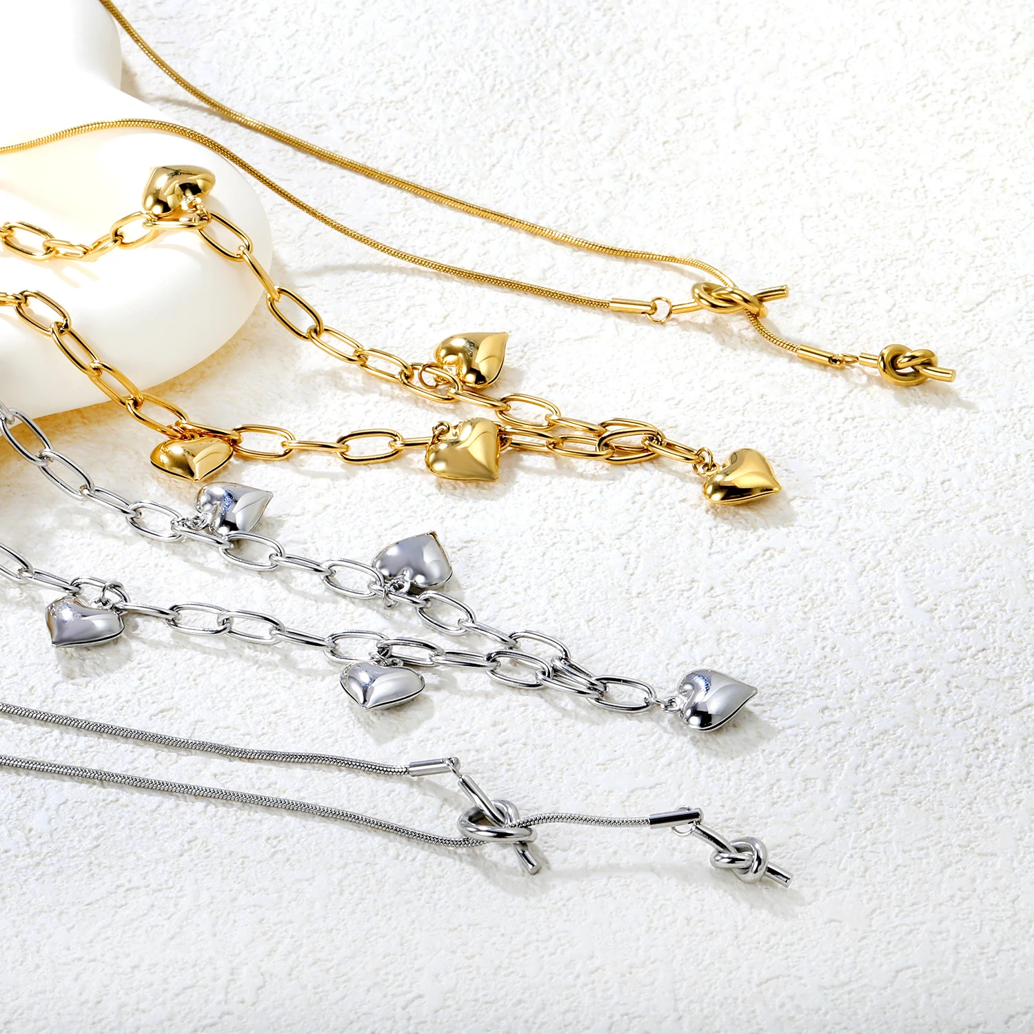 LUXUKISSKIDS Trendy Long Tassel Geometric Long Pendant Necklaces Gold Plated PVD Sweater Adjust Chain Collier for Woman Jewelry