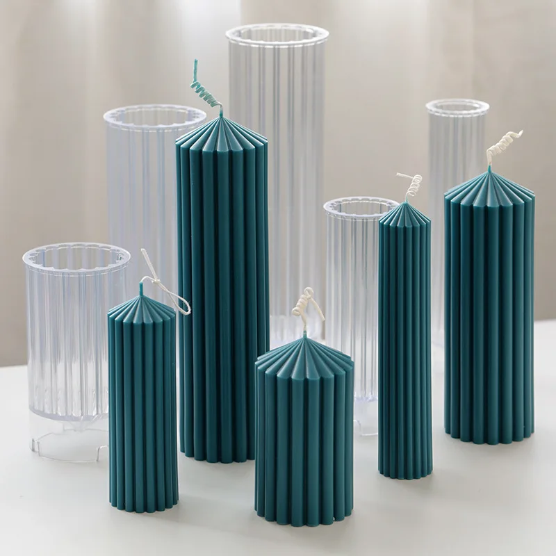 Acrylic Candle Molds Easy Demoulding Long Pillar Wax Mould DIY Large Striped Columnar Conical Cylinder Mould Home Wedding Decor