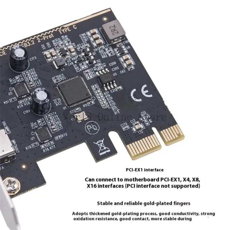 PCIE TO 2 PORT TYPE C USB 3.2 Gen1 5 Гбит / с. Преобразование карты ASM1042 Чип для настольного PCIE, чтобы двойной тип C Card