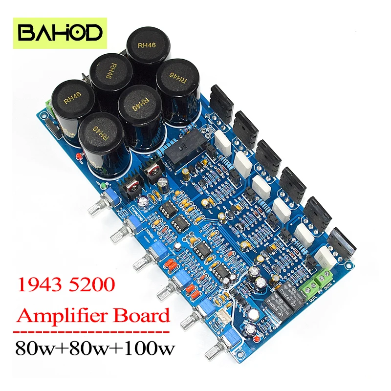 

BAHOD 1943 5200 Audio Amplifier Board High Power 80W+80W+100W HIFI 2.1 Channel Amplifier Board