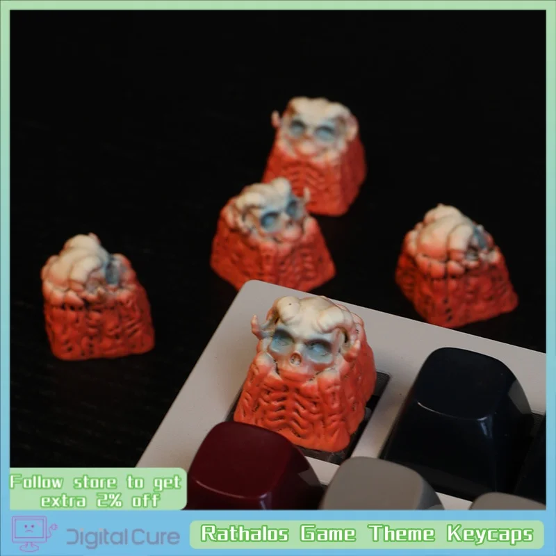 Vaal Hazak Rathalos Game Theme Keycaps 1szt Spersonalizowany krzyżowy otwór Żywica Ręcznie rysowane Diy Mechaniczna klawiatura Keycap Halloween