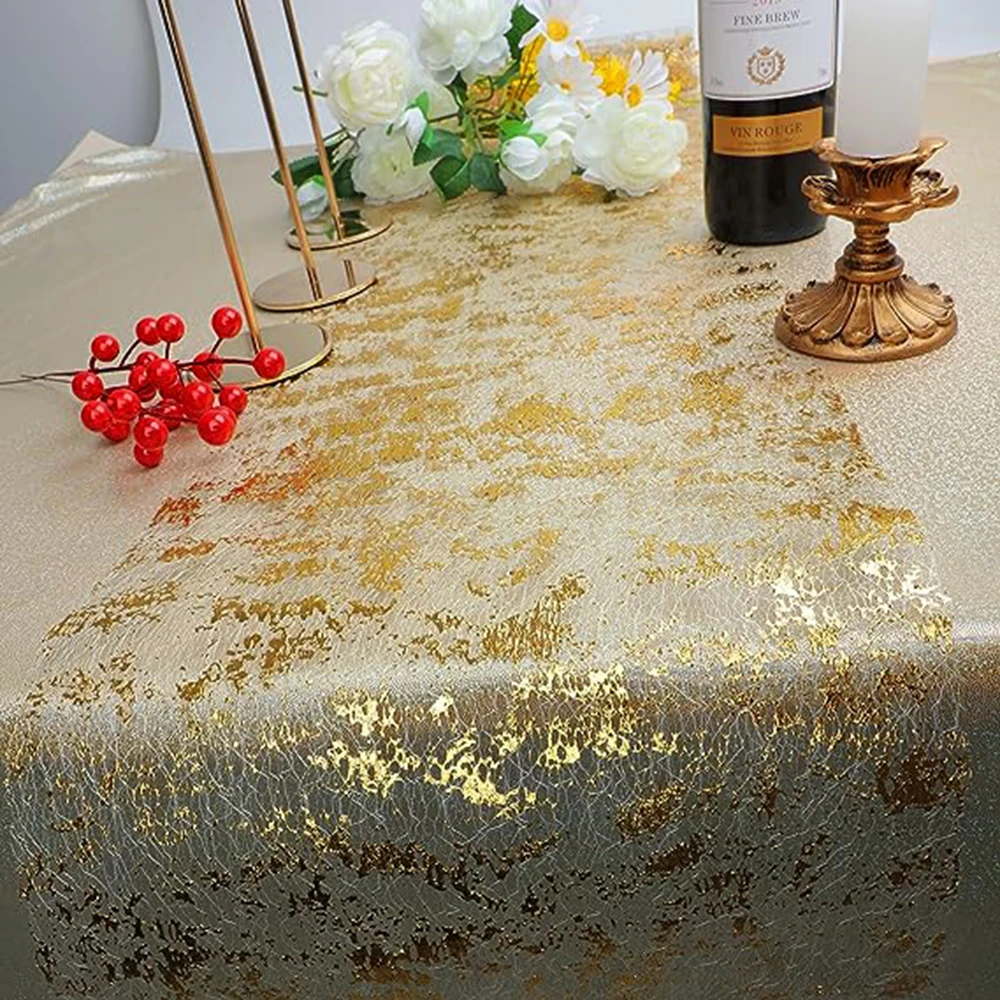 Metallic Gold Table Runner Wedding Birthday Party Christmas Table Decor Sequin Glitter Thin Mesh Roll Tablecloth Decor Supplies