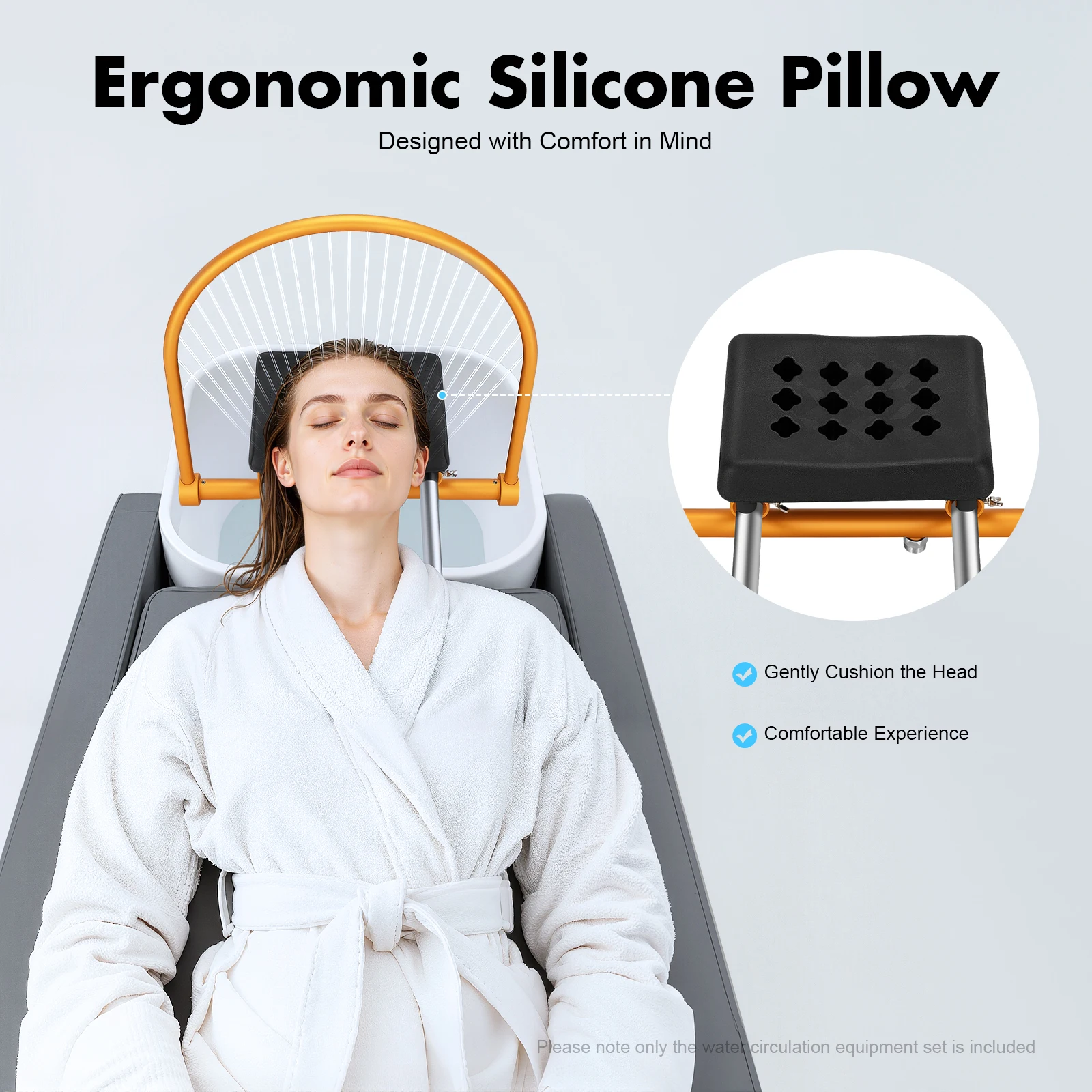 

Salon 180 Degree Arc Design Water Circulation Head Spa Frame Shampoo Bed Accessory Water Circulation Head Spa Faucet with Pillow