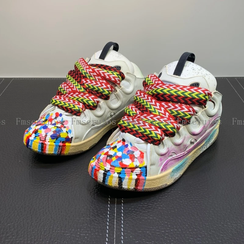 

Унисекс, женские и мужские кроссовки, повседневная обувь, модная спортивная обувь на плоской подошве с круглым носком и шнуровкой, в стиле пэчворк с чернильным принтом