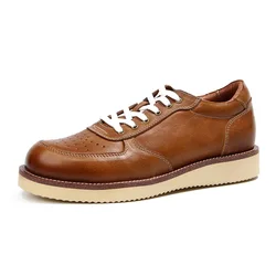 Genuine Leather Casual Men Shoes Sport Sneakers Brown New Arrival Fashion Men Designer Shoes