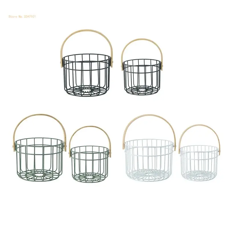 

Rustic Wire Egg Basket Vegetable Fruit Serving Basket for Carrying Collecting Chicken Eggs Kitchen Restaurant Storage Dropship