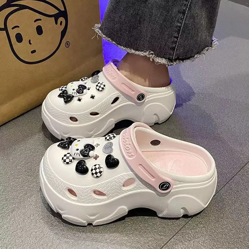 

Садовая обувь Sanrio, летняя пляжная обувь Kawaii Girl Hello Kitty, сандалии, домашняя обувь, тапочки с бантом, туфли Мэри Джейн с героями мультфильмов, аниме