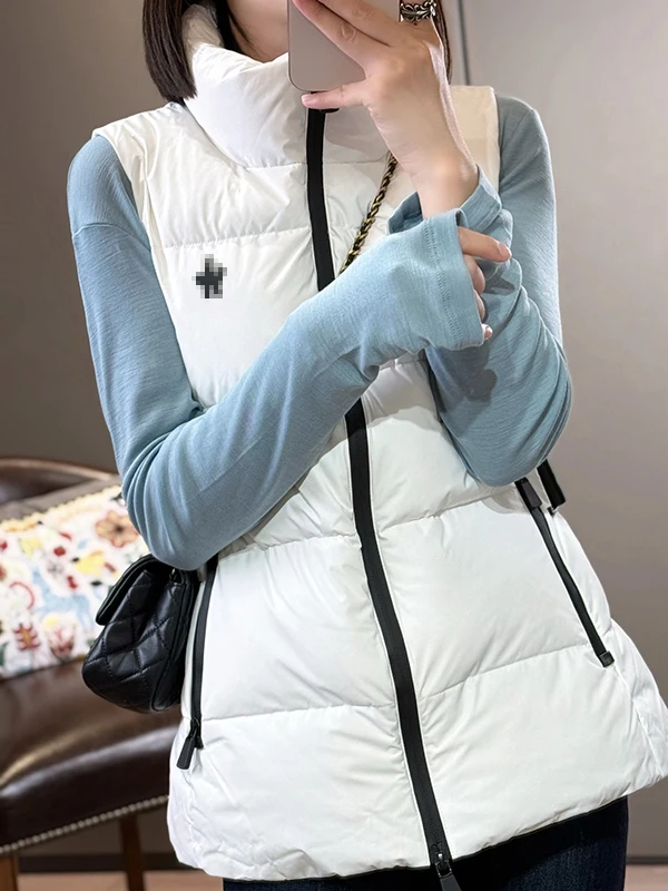 

Warm White Du down Vest Women's New Sle Pet Namel Discontinued S Size Casual Sle Zipper Closure ort Straight Cut
