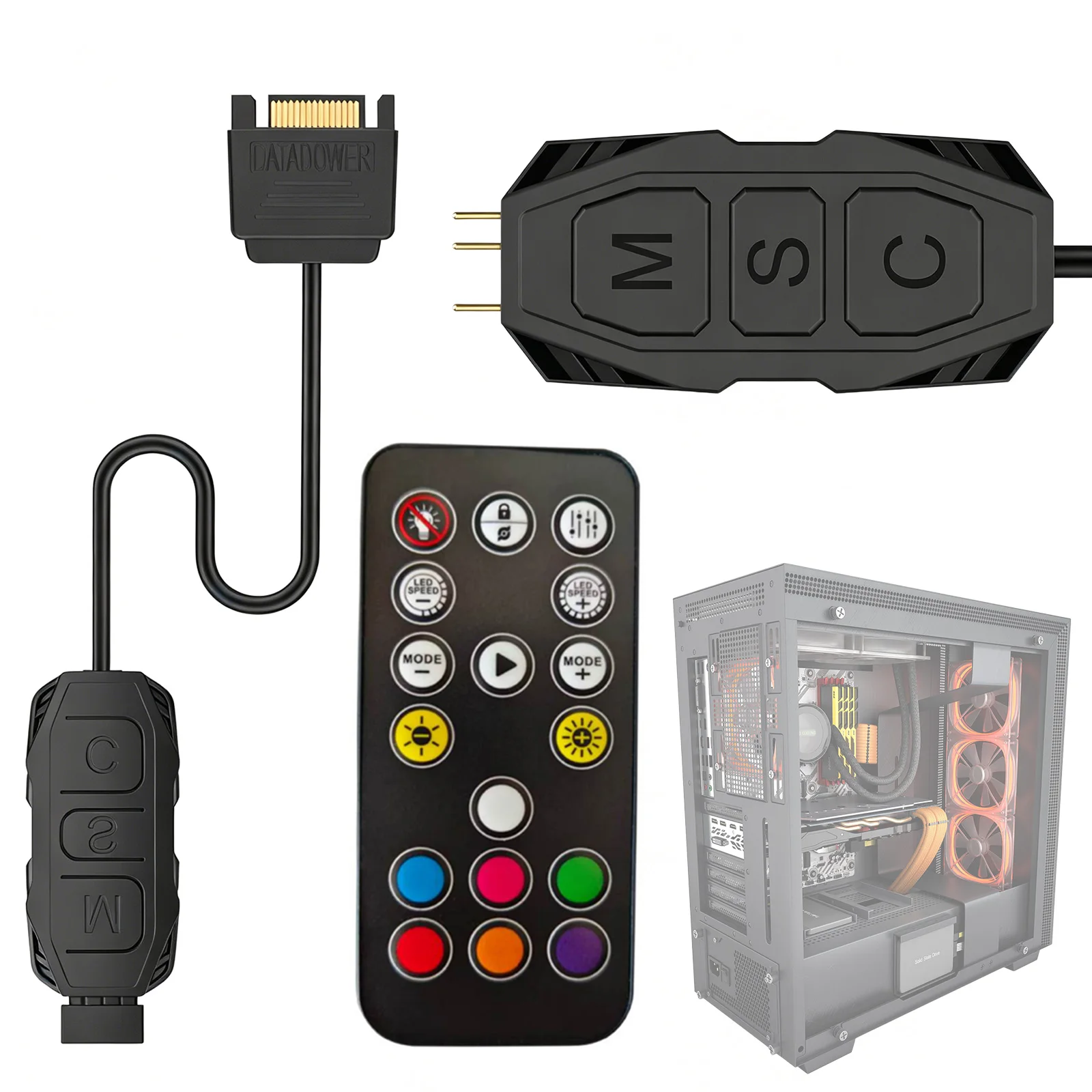 5V 3Pin ARGB Controller Kit Multipurpose Computer ARGB Fans Hub Mini Controllers HUB Adapter for PC Fan Cooling Fans Light Strip