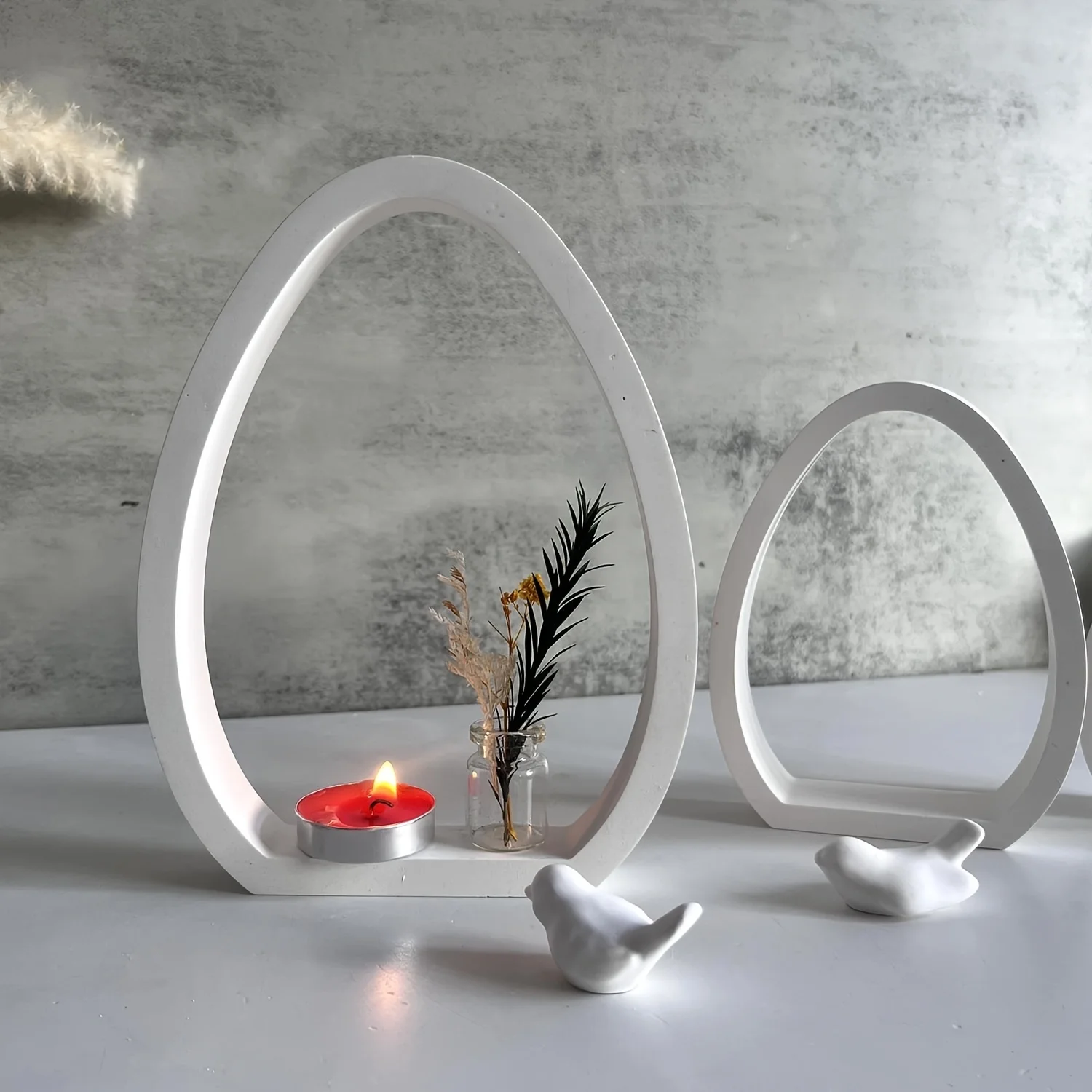 عيد الفصح أربعة وصلات جوفاء البيض الجبس زخرفة قالب من السيليكون DIY بها بنفسك اليدوية الشمعدان قاعدة قالب الراتنج الزخرفية الحرف الصب