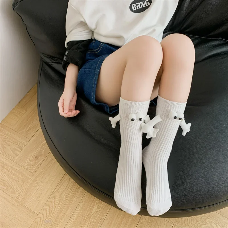 New Children\'s Hand-holding Socks Cotton Magnetic Pull Hand Cute Socks Boys and Girls Mid-calf Socks Cotton Cute Baby Socks