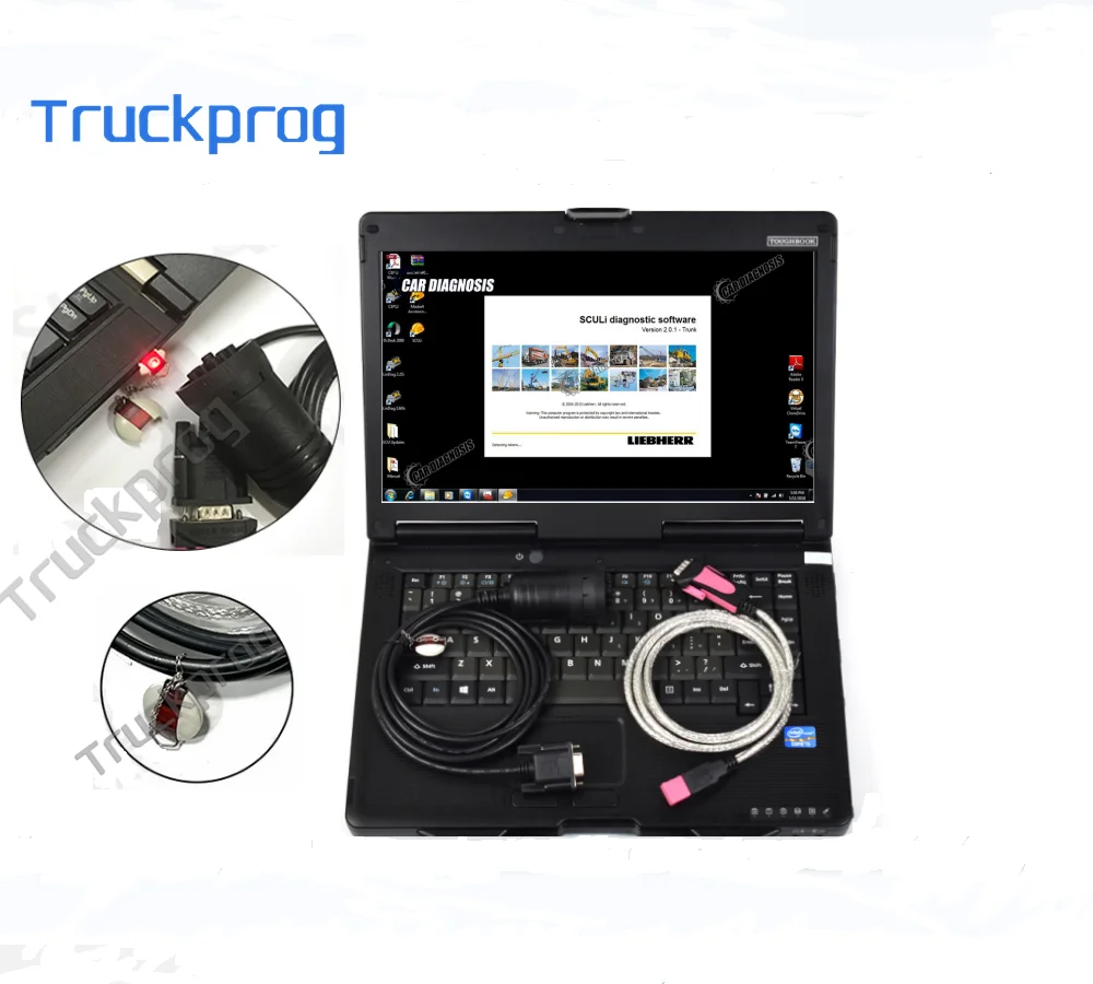 CF52 Laptop+for Liebherr Diagnostic Scanner with 9 pin Deutsch Cable Crane Heavy Duty Construction Equipment Diagnostic tool