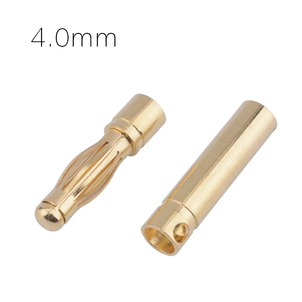 100pcs 2/3.5/4mm Gold Plated Banana Bullet Connectors Male Female Plug with Black Heat-Shrink Tube for RC Battery ESC Motor Part