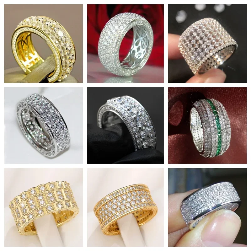 2024 Luxury Silver Color/Gold Color Promise Rings Women Engagement Wedding Accessories Full Paved CZ Fashion Elegant Jewelry