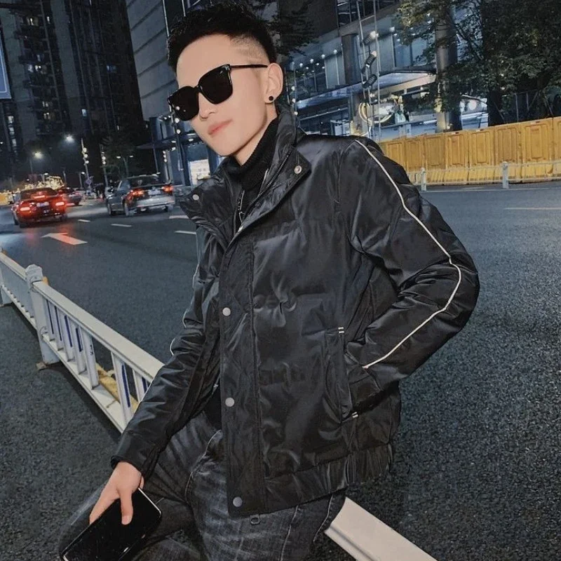 

​ Облегающая мужская куртка на белом утином пуху, утепленное зимнее пальто с изоляцией, теплый стиль для активного отдыха ​